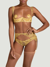 Coco de Mer Celeste High Waist Open Suspender Knicker