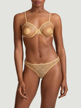 Luxury Gold Embroidery Open Bra and Knicker for a Sensual Lingerie Look