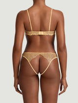 Luxury Gold Embroidery Open Bra and Knicker for a Sensual Lingerie Look