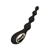 Lelo Soraya vibrating anal beads in silky soft black silicone, shown in a 360-degree gif