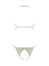 Back view of mint green embroidered lingerie playsuit on clear background