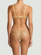 Luxury Gold Embroidery Plunge Bra Brazilian Knicker