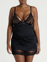 Seraphine Black Silk Slip Dress