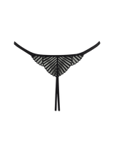 Athena black Open Thong in stunning embroidery
