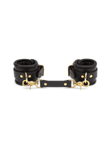 Coco de Mer Black Leather and brass Wrist Cuffs