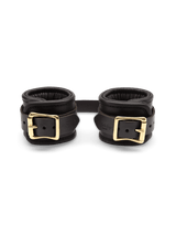 Coco de Mer Black Leather and brass Wrist Cuffs