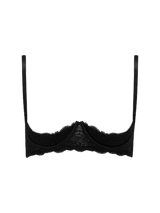 Seraphine Black corded French Leaver's Lace Quarter Cup Bra