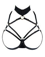 Bordelle Signature Ouvert Wired Bra in Black with 24K Gold hardware