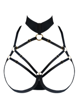 Bordelle Signature Ouvert Wired Bra in Black with 24K Gold hardware