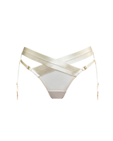 Front view of the signature bordelle panelled suspender belt 