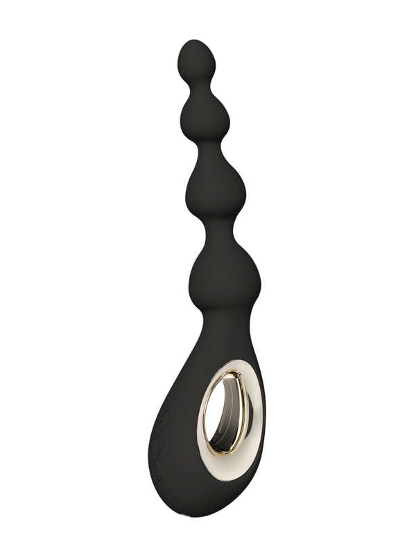 Lelo Soraya vibrating anal beads in silky soft black silicone 