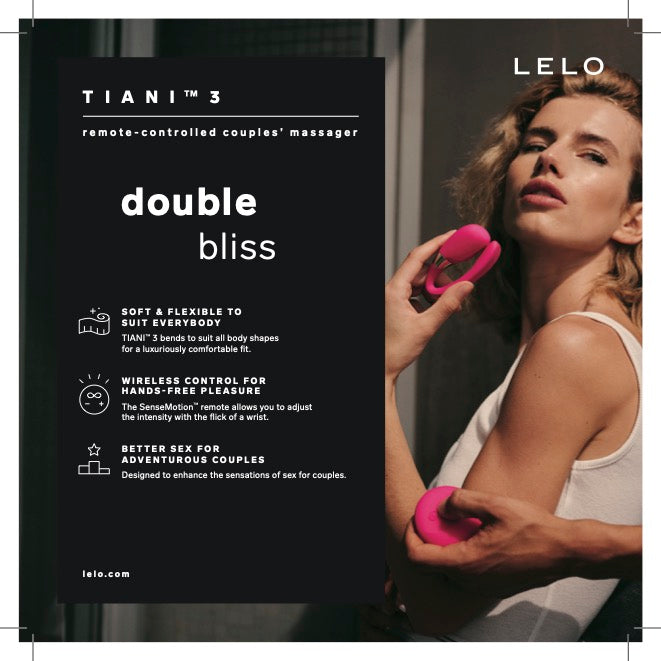 Advertisement for Lelo Tiani 3 remote-controlled couples' vibrator