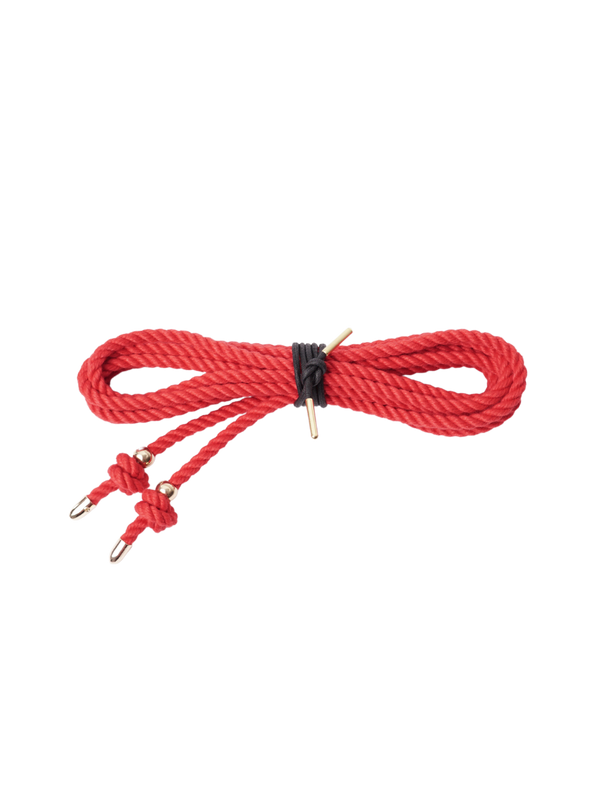 Coco de Mer Bondage Rope with Gold Tips and Pearl 4m Red