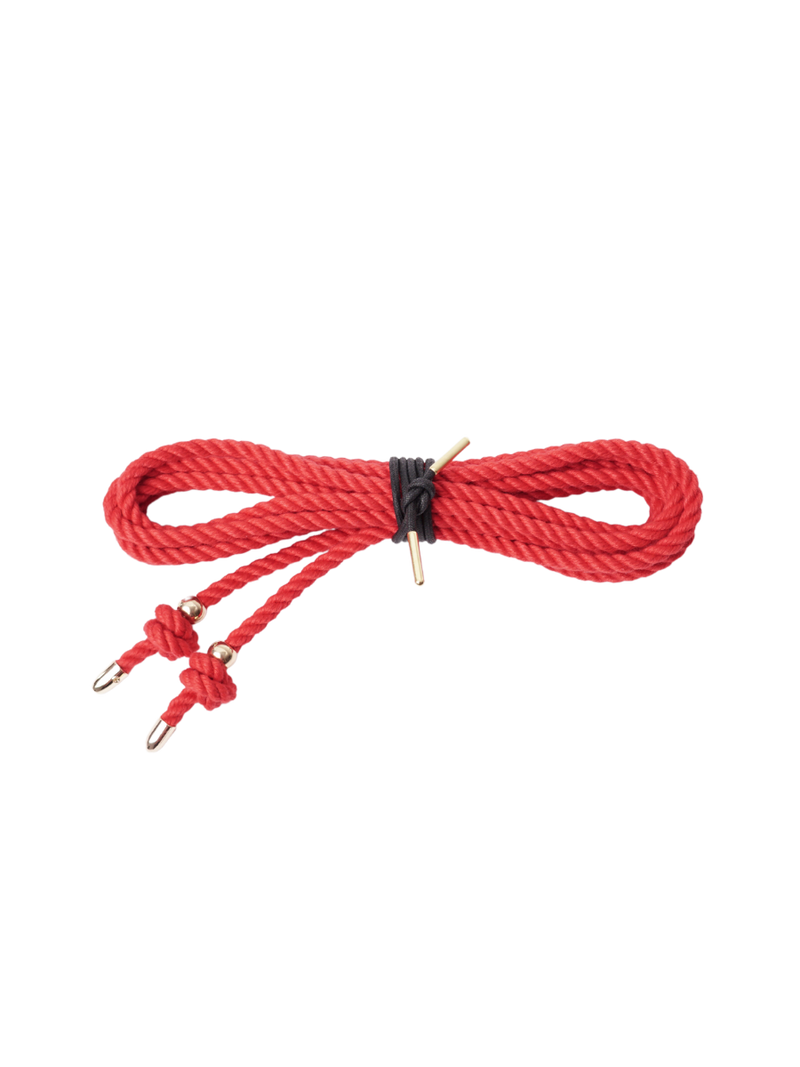 Coco de Mer Bondage Rope with Gold Tips and Pearl 4m Red
