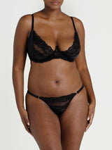 Seraphine Black Lace Plunge Bra & Brazilian Knicker