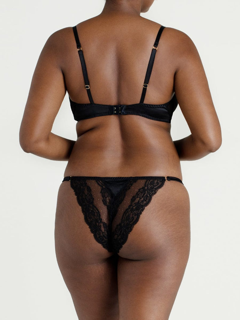 Seraphine Black Lace Plunge Bra & Brazilian Knicker