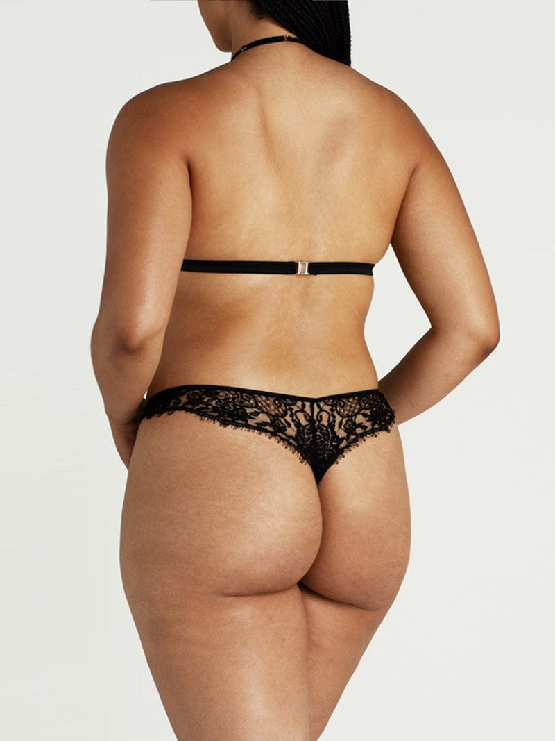 Hera Black Lace Soft Cup Bra & Skirted Thong