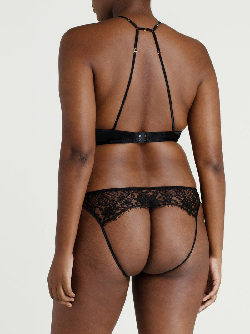 Hera Black Lace Quarter Cup Bra & Open Knicker