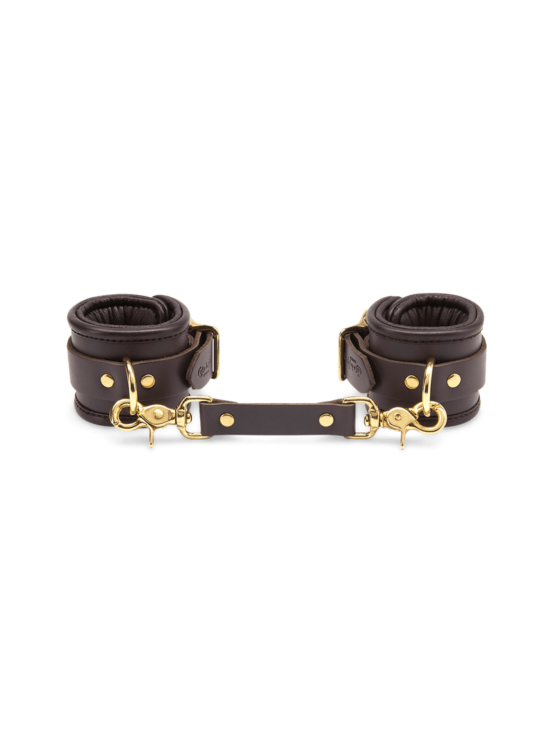 Coco de Mer Brown Leather Wrist Cuffs S/M