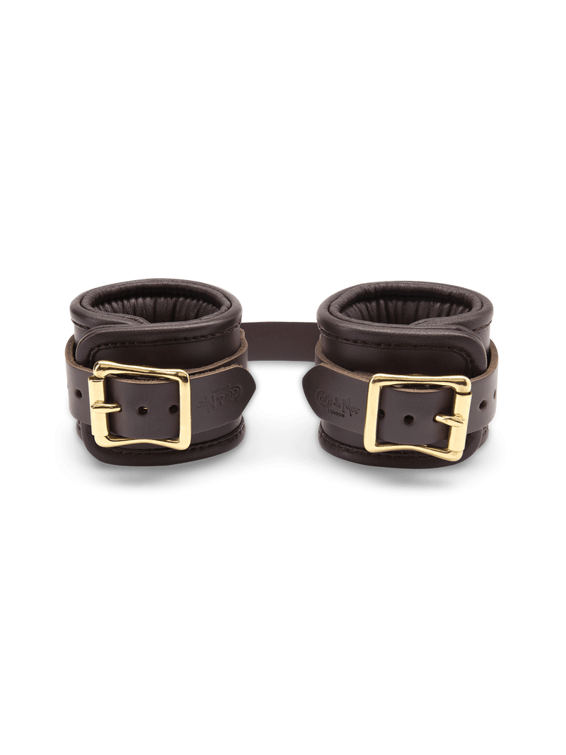 Coco de Mer Brown Leather Wrist Cuffs