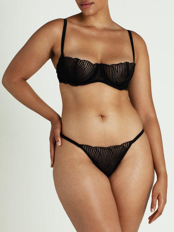 Athena Black Balcony bra & Brazilian Knicker in stunning embroidered lace