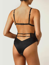 Athena Black Bodysuit from the back to display all the adjustable straps