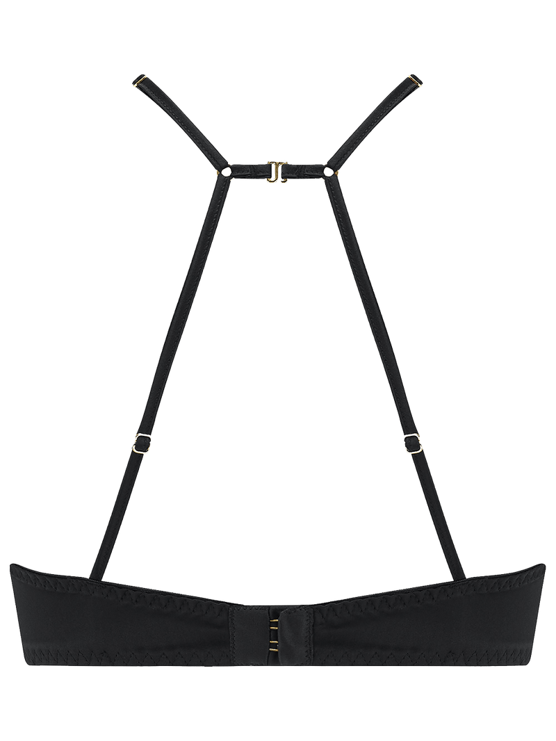 Athena Black Lace Quarter Cup Bra from the back to show adjustable straps