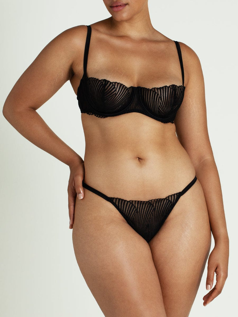 Athena Black Balcony Bra & Brazilian Knicker