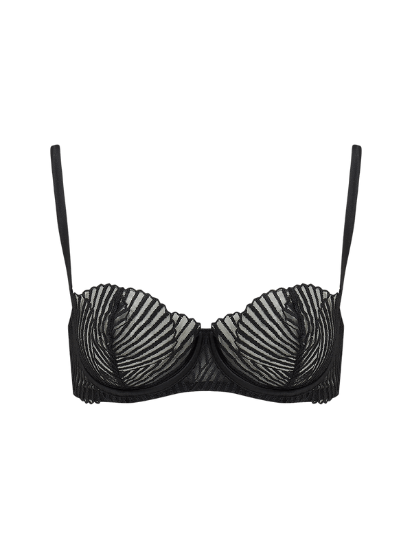 Athena Black balcony Bra in a stunning embroidery pattern