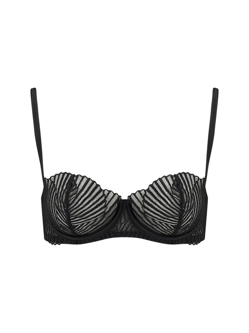 Athena Black balcony Bra in a stunning embroidery pattern