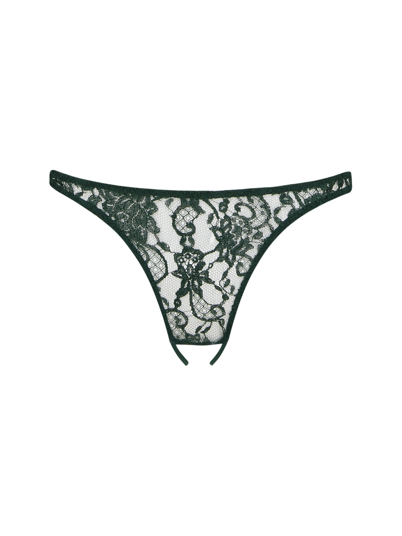 Coco de Mer Hera Deep Green Open Knicker