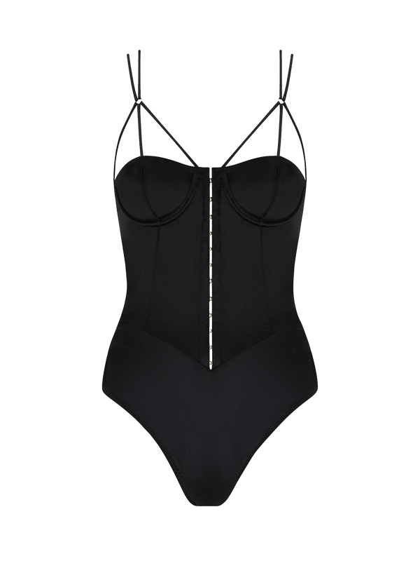 Sylph Black Silk Wired Bodysuit