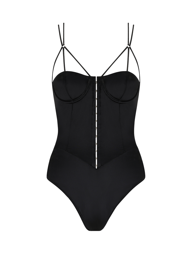 Sylph Black Silk Wired Bodysuit
