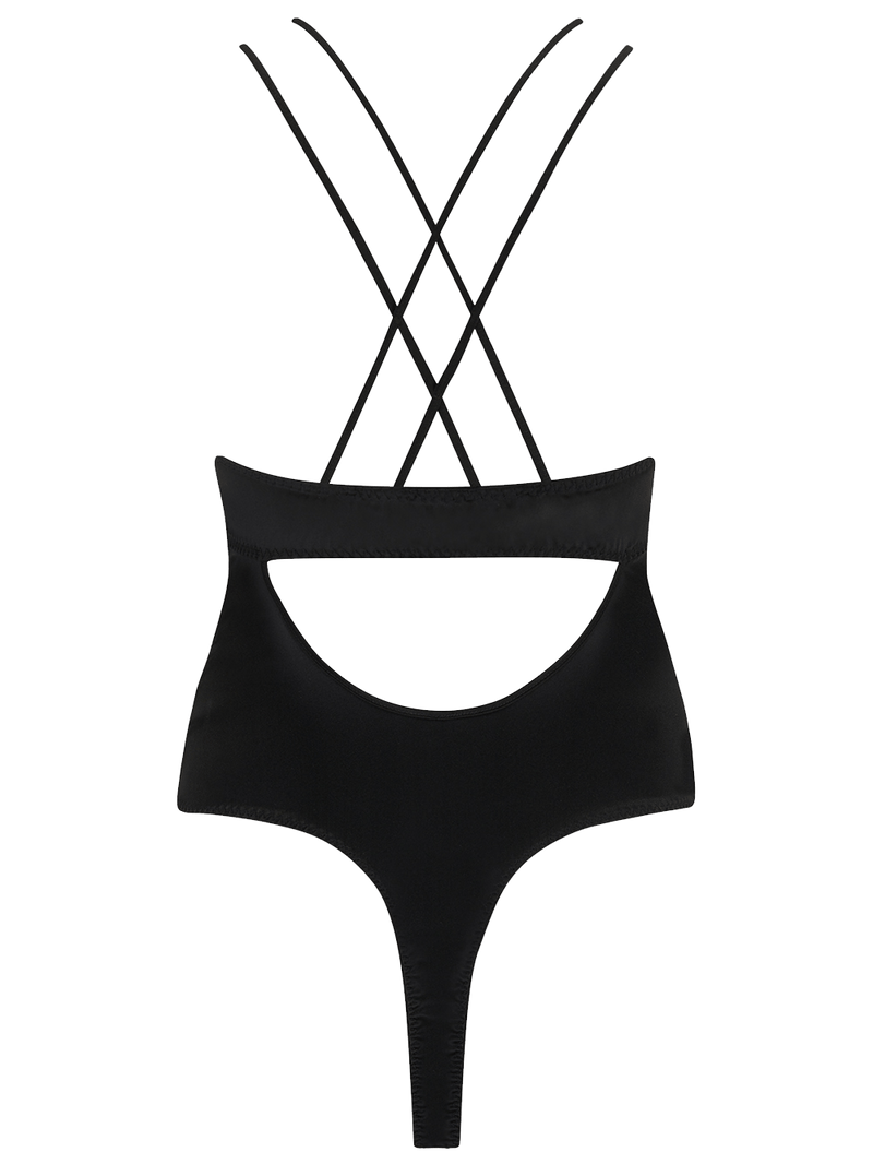 Sylph Black Silk Wired Bodysuit