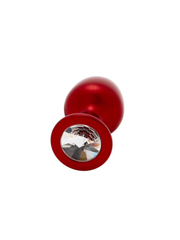 Julian Snelling Small Red Aluminium Butt Plug with Clear Stone