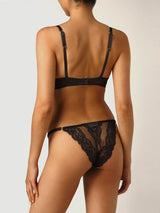 Seraphine Black Lace Plunge Bra & Brazilian Knicker