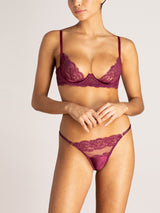 Seraphine Purple Lace Plunge Bra & Brazilian Knicker