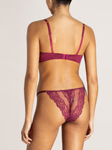 Seraphine Purple Lace Plunge Bra & Brazilian Knicker