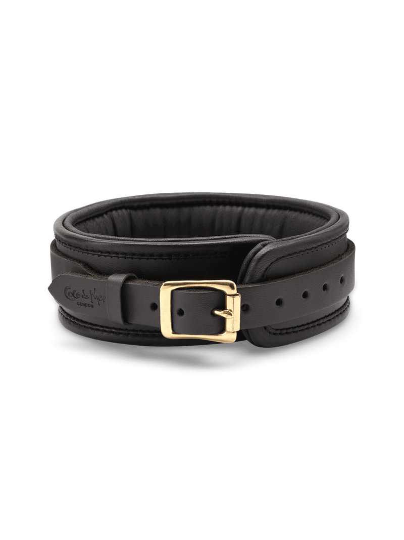 Coco de Mer Black Leather Collar with Brass Buckle