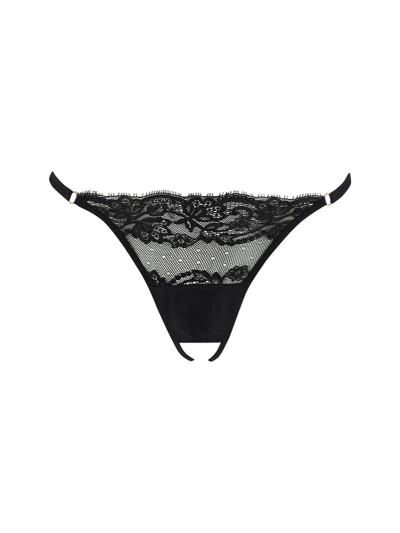 Seraphine Black Lace Open Knicker