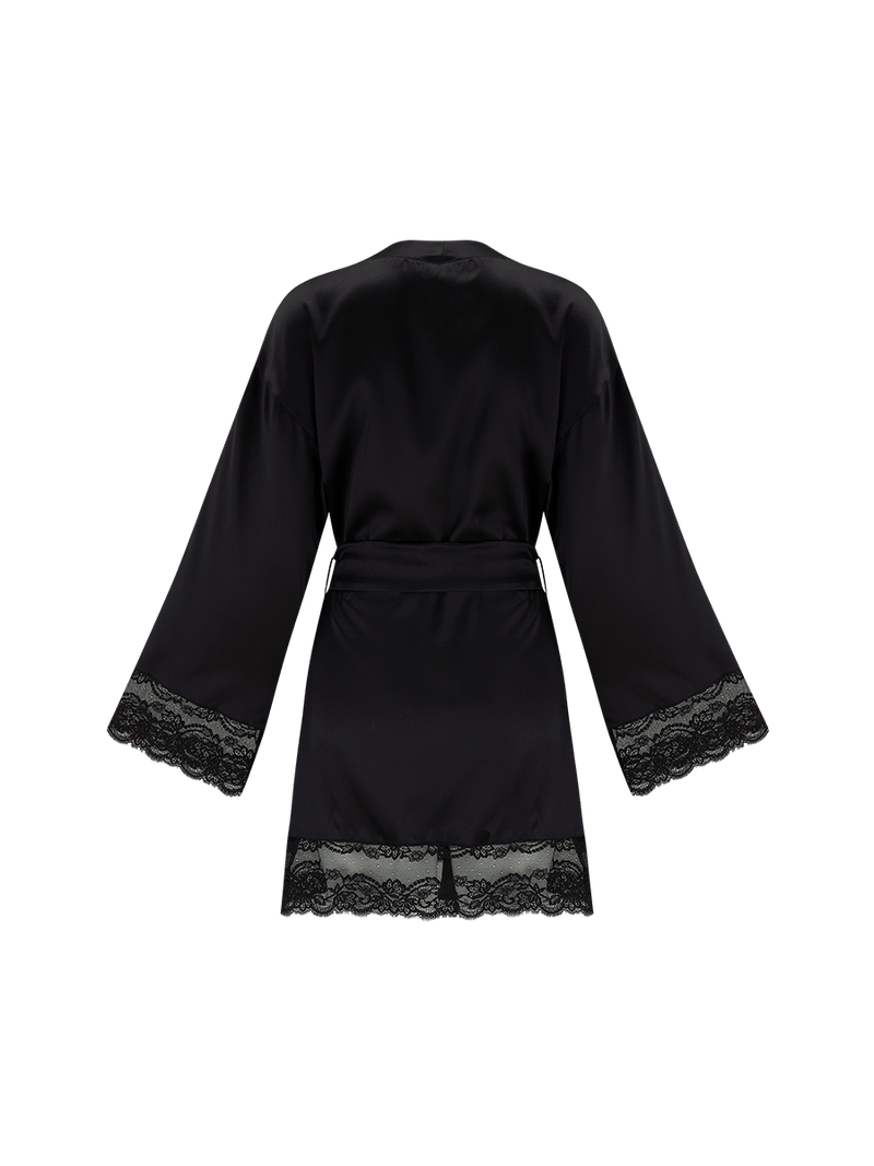 Seraphine Black Silk Robe