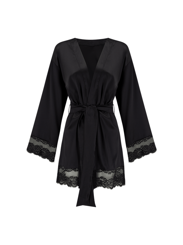 Seraphine Black Silk Robe