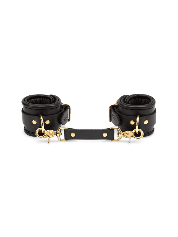 Coco de Mer Black Leather Wrist Cuffs