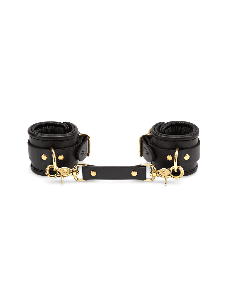 Coco de Mer Black Leather Wrist Cuffs