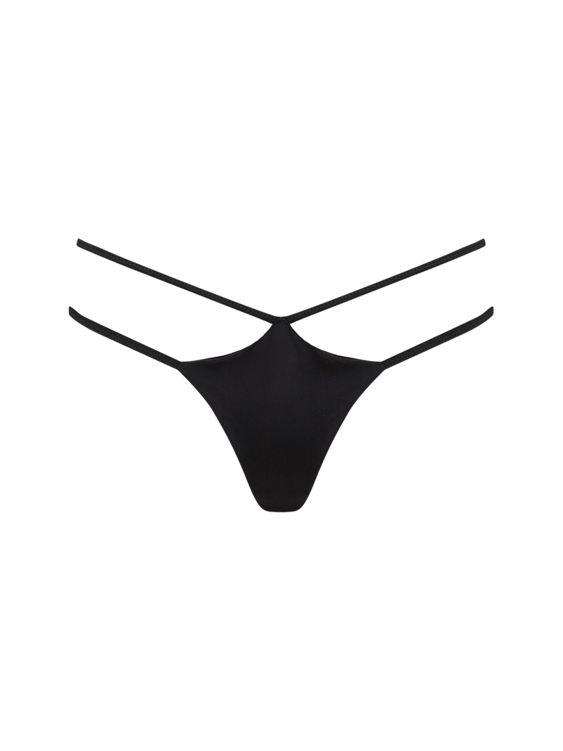 Sylph Black Silk Thong